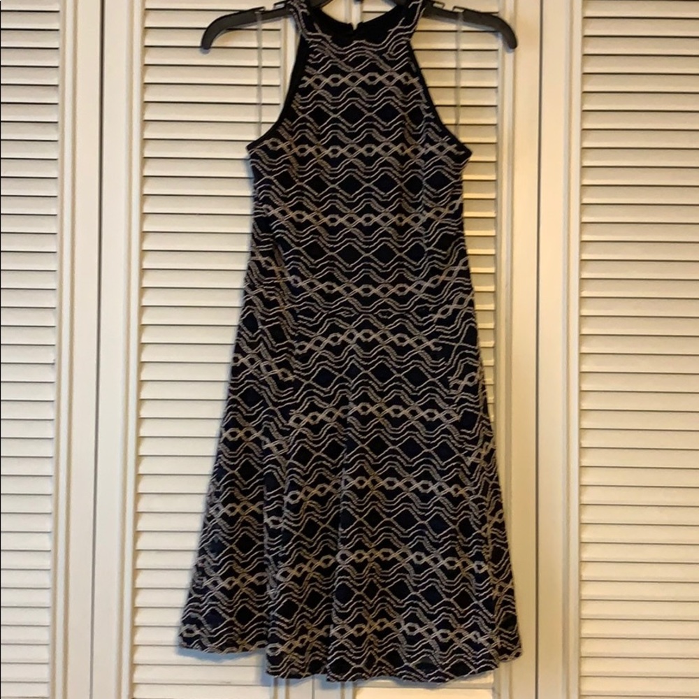 black & cream high neck dress